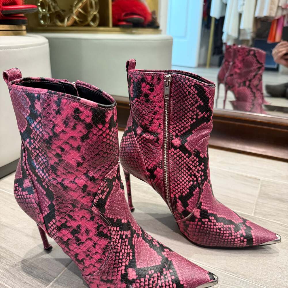 Steve Madden Winnie Harlow X Tina Pink Snakeskin Booties